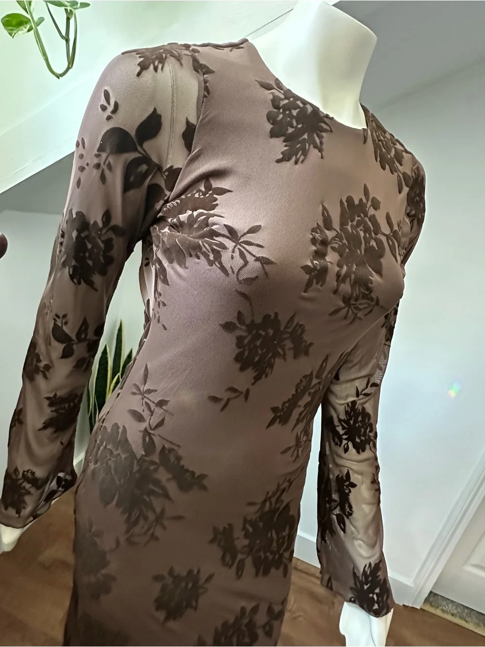 Thrifty/Thirties Brown Floral Maxi Dress (Label Shown) - Picture 4 of 11